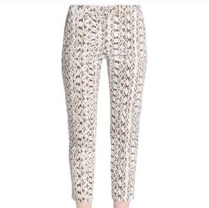 MaxMara Brown and White Snakeskin Print Cropped Pants